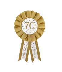 Rozet 70 Jaar Goud Wit 14cm