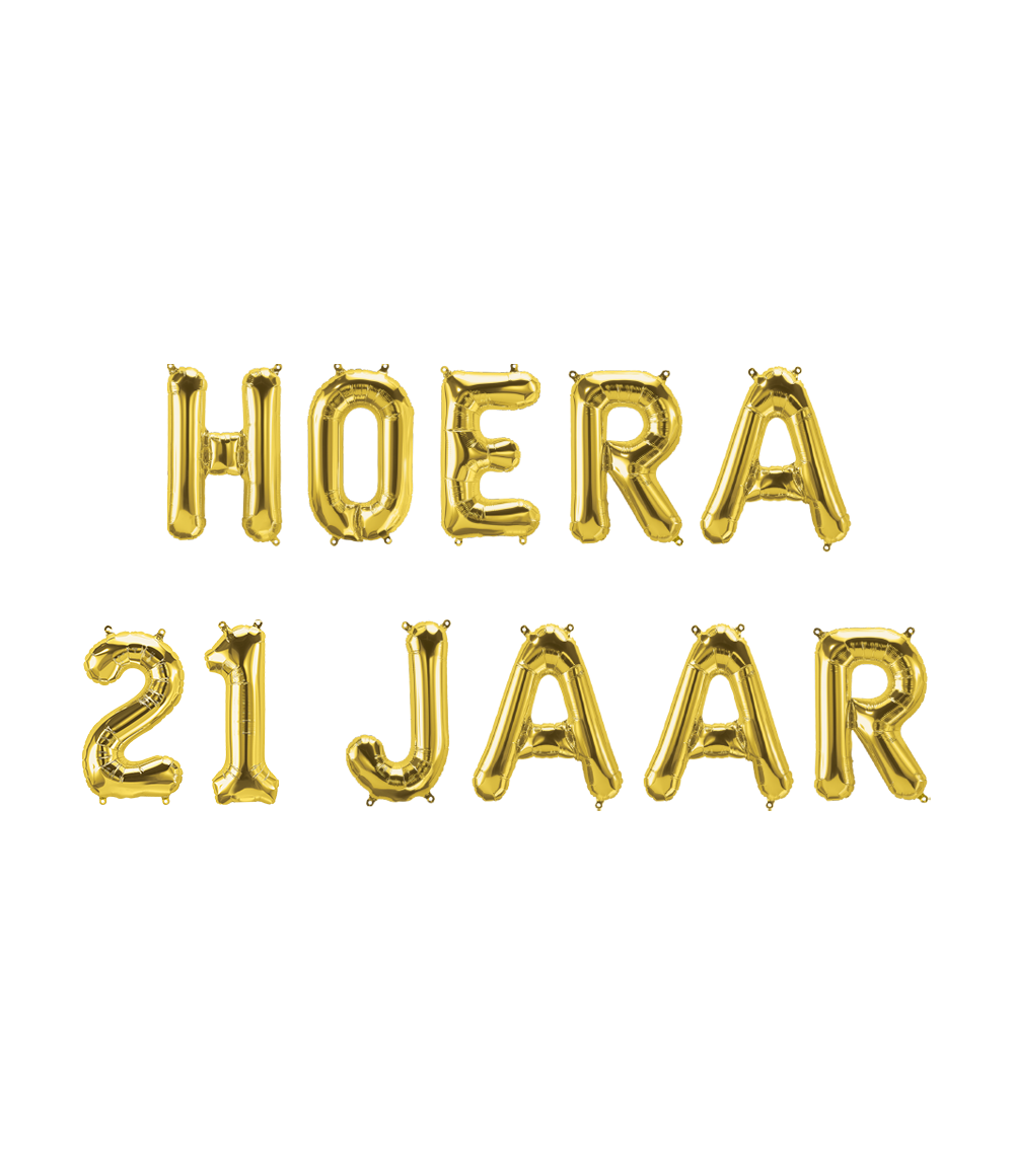 Gouden Ballonnen Set 21 Jaar Hoera 1,9m