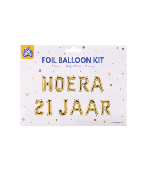 Gouden Ballonnen Set 21 Jaar Hoera 1,9m