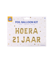 Gouden Ballonnen Set 21 Jaar Hoera 1,9m