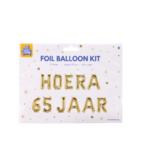 Gouden Ballonnen Set 65 Jaar Hoera 1,9m