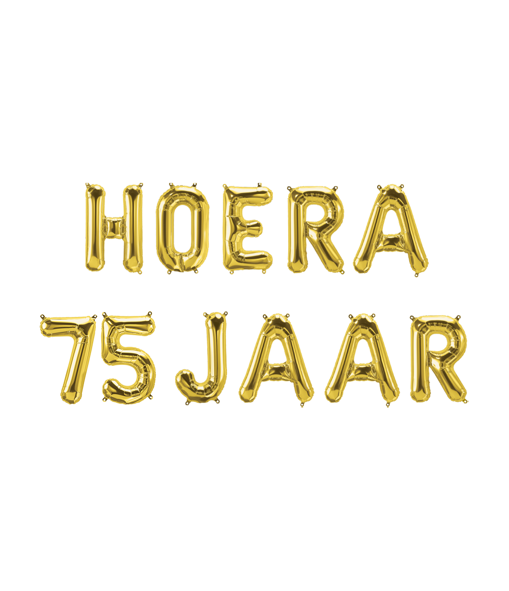 Gouden Ballonnen Set 75 Jaar Hoera 1,9m