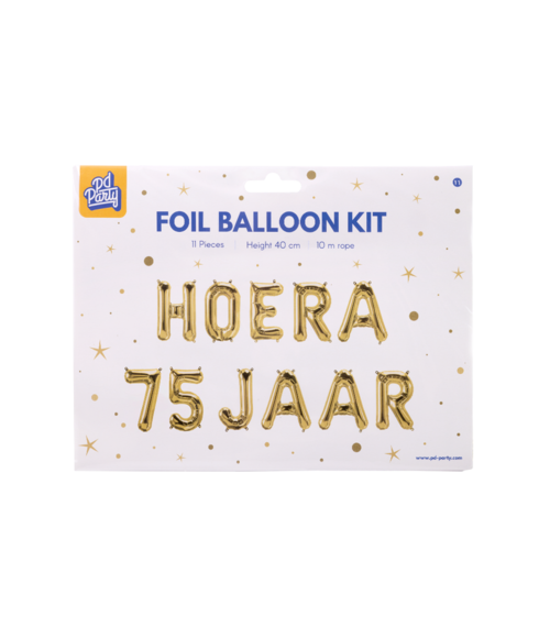 Gouden Ballonnen Set 75 Jaar Hoera 1,9m