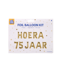 Gouden Ballonnen Set 75 Jaar Hoera 1,9m