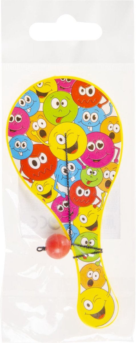 Batje Met Bal - Smileys - 12 Cm - Geel - Speelgoed - Uitdeelcadeautje