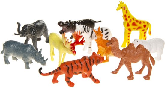 Wilde Dieren Speelset 12 Stuks- Speelfiguren Assortiment in Zak - 7cm