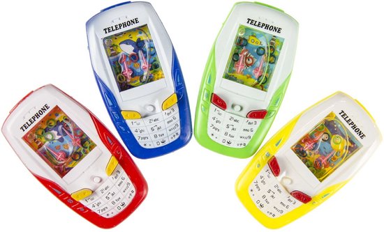 Waterspel Telefoon - 10CM - Uitdeelcadeautje - Voor kinderen - Traktatie - Geel Blauw Rood Groen