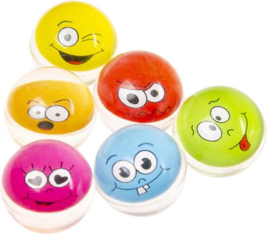 Stuiterballen Smiley - 6 Stuks - Lachgezicht - Traktatie voor Kinderen - Cadeau